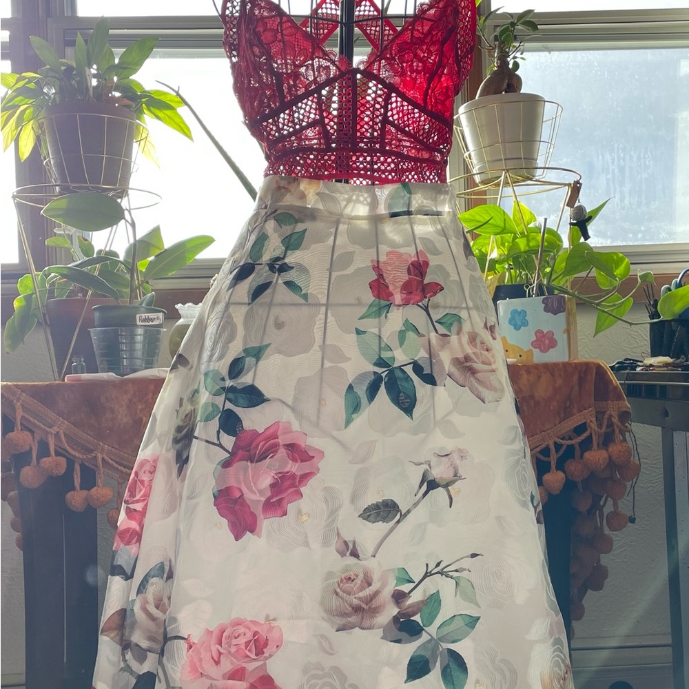 White Floral Skirt